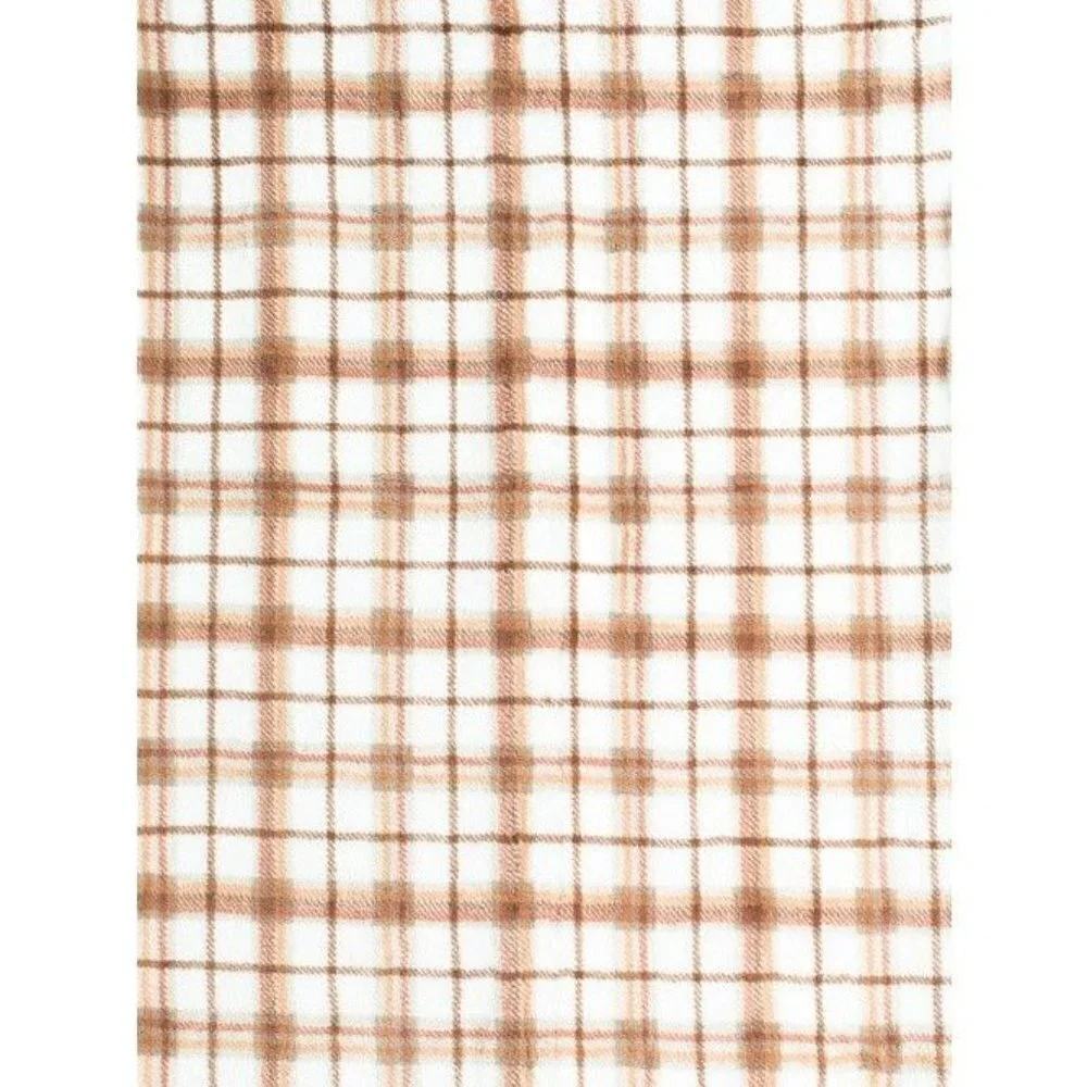 THRO Noah Plaid Printed Plush Throw brown and white | 50in W x 70 in